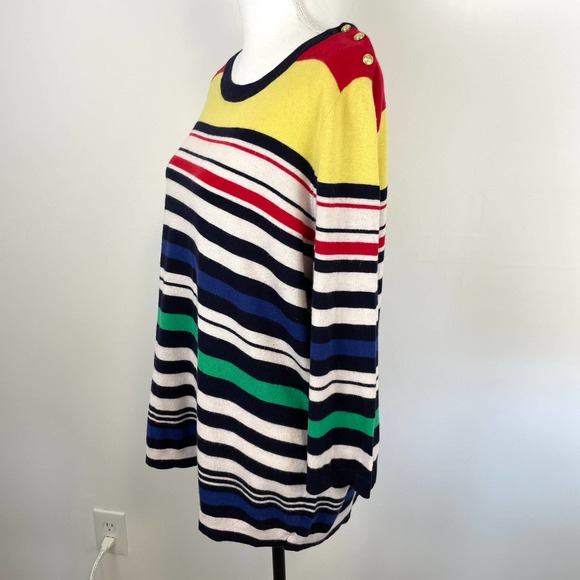 Talbots Multicolor Striped Button Shoulder Sweater Plus Size - Picture 5 of 12